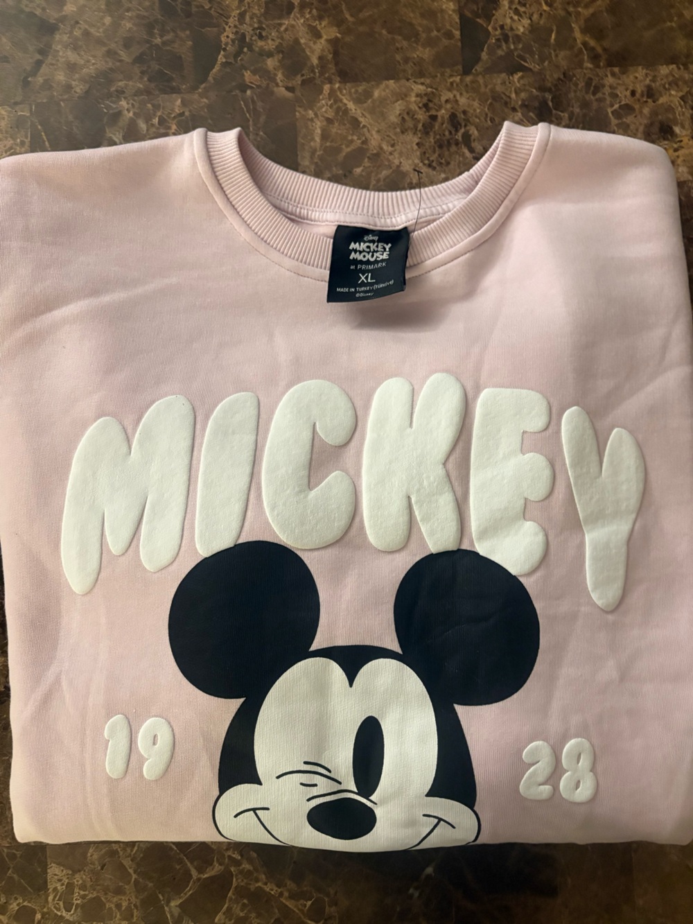 Disney Pink Mickey Mouse Puff Letter Crewneck Sweatshirt
